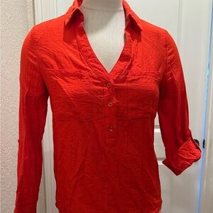 Vibrant Red Women's Button-Down Shirt